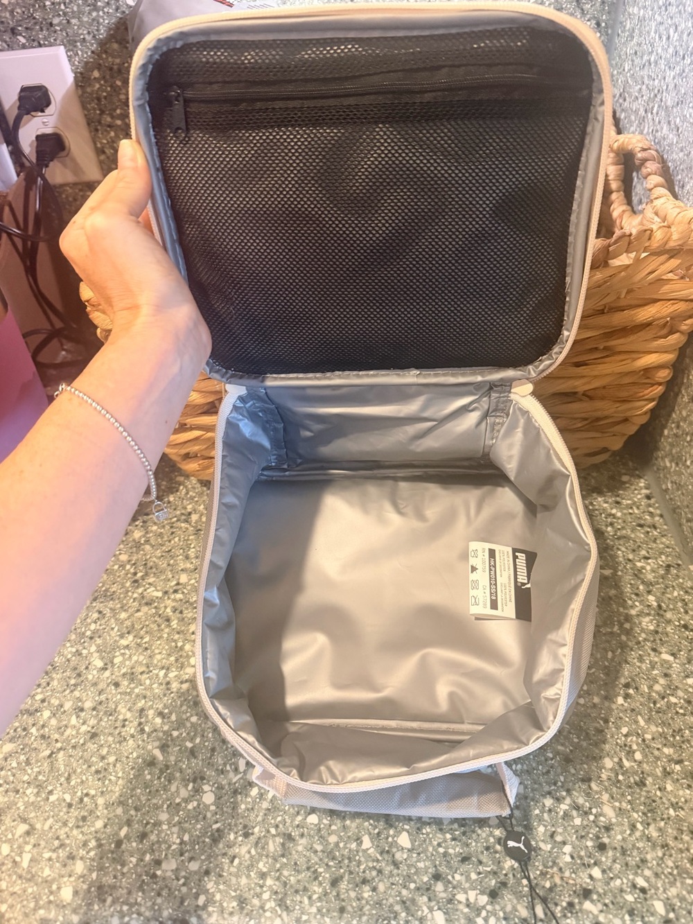 Puma Light Gray & pale pink Lunch Tote with Top Handle - Picture 3 of 13